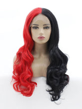 Load image into Gallery viewer, 26“ Half Red Half Black Lace Front Wig 534
