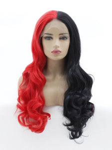 26“ Half Red Half Black Lace Front Wig 534