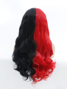26“ Half Red Half Black Lace Front Wig 534