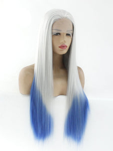26" Gray to Blue Lace Front Wig 548