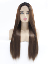 Load image into Gallery viewer, 26&quot; Rooted Light Chesnut Brown Lace Front Wig 546