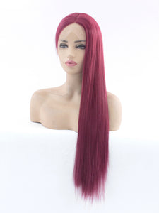 26" Fuchsia Red Lace Front Wig 545
