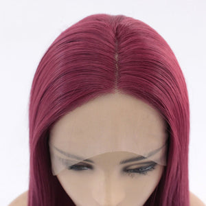 26" Fuchsia Red Lace Front Wig 545