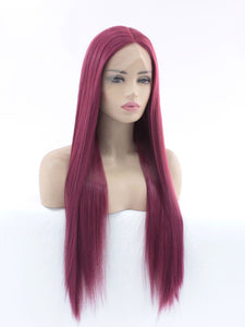 26" Fuchsia Red Lace Front Wig 545