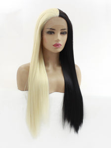 26" Half Blonde Half Black Lace Front Wig 563
