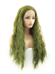 26" Pickle Green Lace Front Wig 562