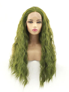26" Pickle Green Lace Front Wig 562