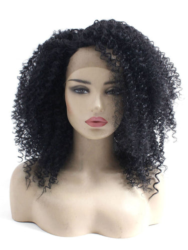 Black Curly Lace Front Wig 567