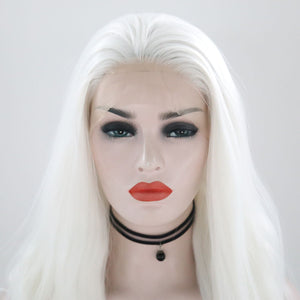 Pure White Wavy Lace Front Wig 002