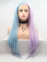 Load image into Gallery viewer, Half Blue Half Wisteria Lace Front Wig 629