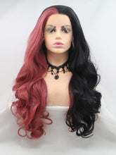 Load image into Gallery viewer, 26&quot; Half Red Half Black Lace Front Wig 531