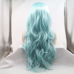 26“ Pastel Blue Wavy Lace Front Wig 533