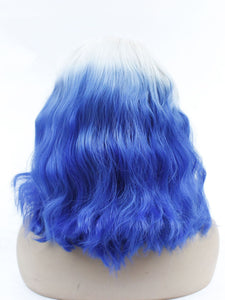14" Silver Gray to Blue Lace Front Wig 623