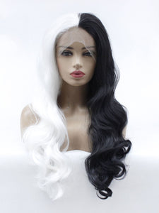 Half White Half Black Lace Front Wig 622