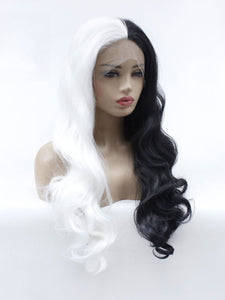 Half White Half Black Lace Front Wig 622