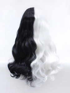 Half White Half Black Lace Front Wig 622