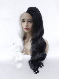 Half White Half Black Lace Front Wig 622