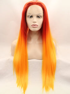 26" Sunset Orange Lace Front Wig 536