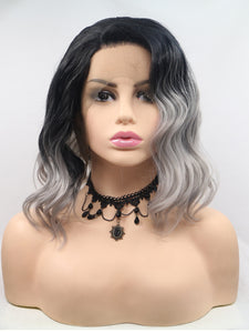 12“ Rooted Gray Bob Lace Front Wig 542