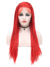 Load image into Gallery viewer, Hot Red Braided Lace Front Wig 138