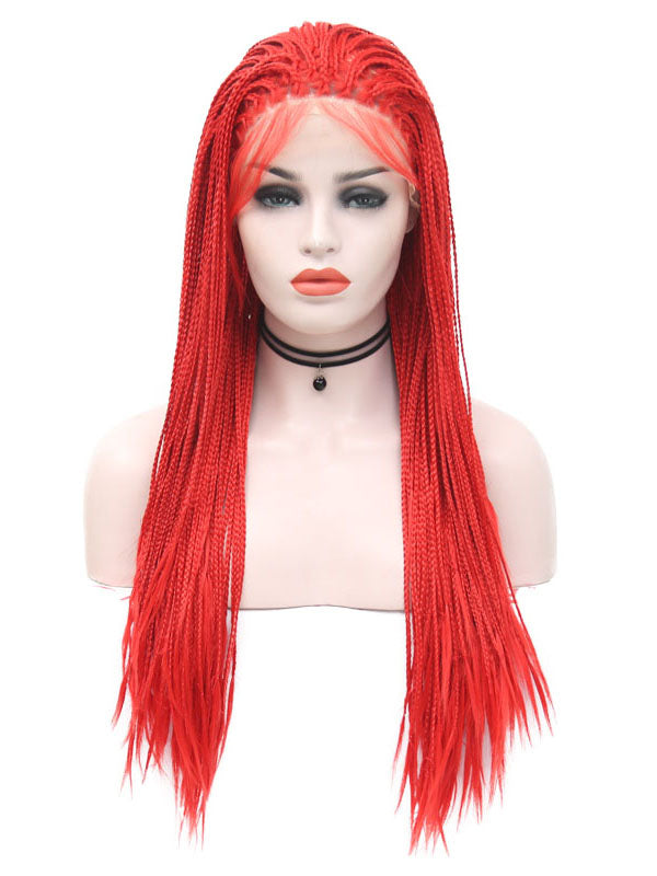 Hot Red Braided Lace Front Wig 138