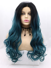 Load image into Gallery viewer, Aegean Blue Wavy Lace Front Wig 645