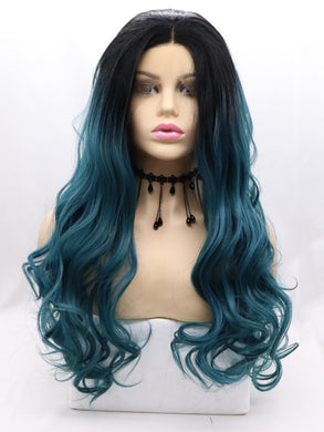 Aegean Blue Wavy Lace Front Wig 645