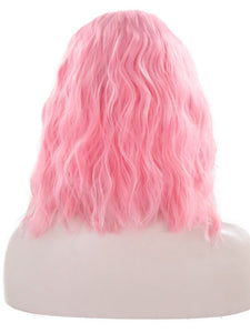 Cherry Blossom Pink Short Wavy Lace Front Wig 060