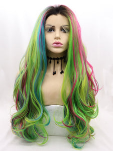 Rainbow Wavy Lace Front Wig 183