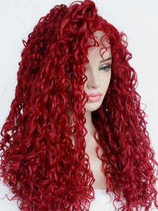Sexy Wine Red Curly Lace Front Wig 415
