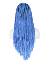 Load image into Gallery viewer, 26&quot; Rooted Ultramarine Blue Braided Lace Front Wig 490