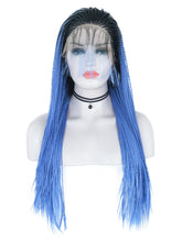 Load image into Gallery viewer, 26&quot; Rooted Ultramarine Blue Braided Lace Front Wig 490