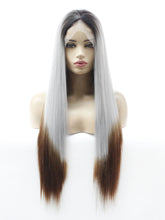Load image into Gallery viewer, Rooted Gray to Brown Lace Front Wig 650