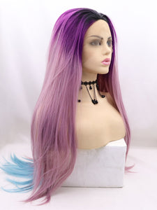 Gradient Purple&Blue Lace Front Wig 647