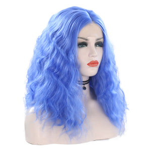 Ultramarine Blue Wavy Lace Front Wig 035