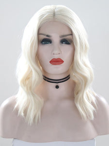 Ice White Blonde Wavy Lace Front Wig 007