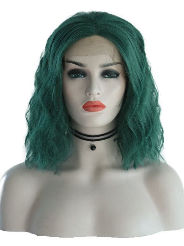 Teal Green Bob Wavy Lace Front Wig 027