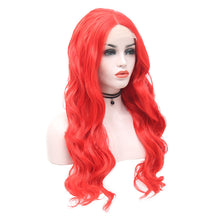 Load image into Gallery viewer, Hot Red Wavy Lace Front Wig 004