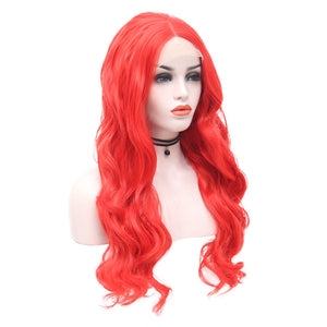 Hot Red Wavy Lace Front Wig 004