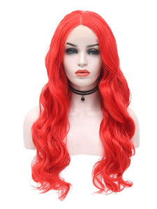 Hot Red Wavy Lace Front Wig 004