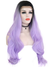 Load image into Gallery viewer, 26&quot; Rooted Pastel Violet Wavy Lace Front Wig 083