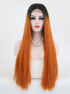 Rooted Pumpkin Orange Lace Front Wig 098