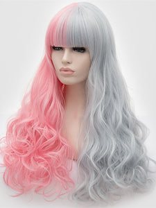 Half Pink Half Grey Regular Wig 218