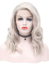 Load image into Gallery viewer, Icy Blonde Light Grey Bob Wavy Lace Front Wig 001