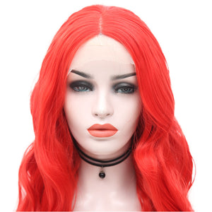 Hot Red Wavy Lace Front Wig 004