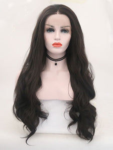 Darkest Brown Natural Wavy Lace Front Wig 022