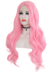 Cherry Blossom Pink Wavy Lace Front Wig 087