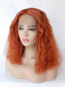 Copper Brown Short Wavy Lace Front Wig 418