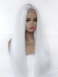 Pure White Yaki Straight Lace Front Wig 169