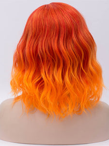 Sunset Orange Bob Wavy Regular Wig 215
